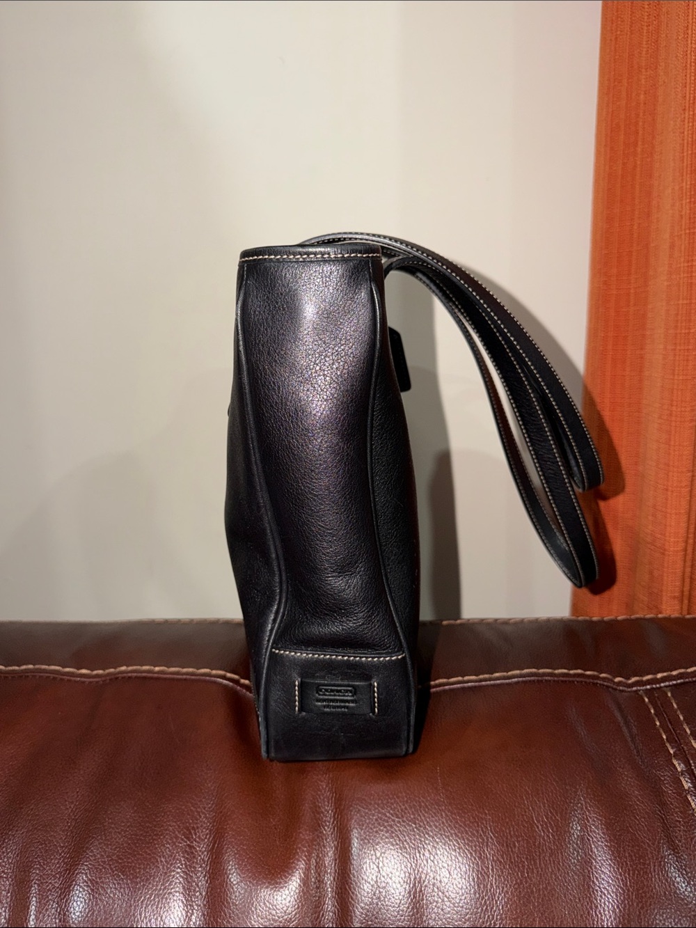 ‼️Vintage Coach Black Leather Hampton Tote Shoulder Bag - Picture 7 of 14